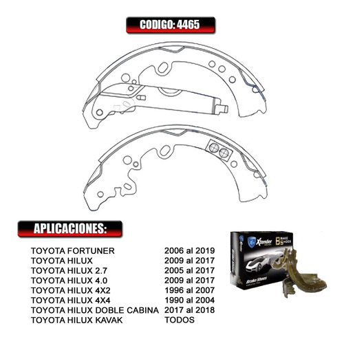 Bandas De Freno Trasera Toyota Hilux 4*4 2011-2012   #4465 Foto 2