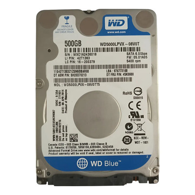 Disco duro interno Western Digital WD5000LPvx de 500 GB HD, 5400 rpm, color azul - Bueno (Reacondicionado) | Meses sin interés