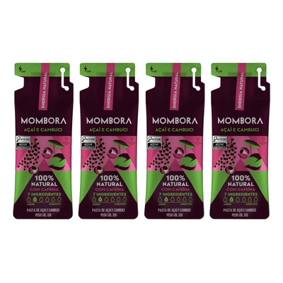 Carbo 100% Natural Mombora - Kit 4 Sachês - Sabor Único Sabor Cambuci E Açaí