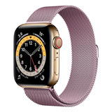 Correa Para Apple Watch Metálica Milanese Acero Inoxidable Ancho 38 Mm Color Rosa