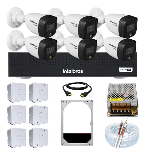 Kit 6 Câmera Segurança Intelbras Full Notuna Colorida Hd 1tb