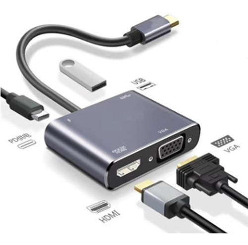 4 Em 1 Usb C Hdmi Tipo C Para Hdmi 4k Adaptador Vga Usb3.0