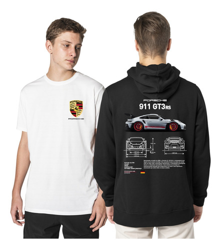 Kit Blusa Moletom E Camiseta Carro Porsche 911 Gt3-rs Top