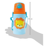 Garrafa Térmica Infantil Inox Canudo Bichinhos Silicone Buba Cor Laranja