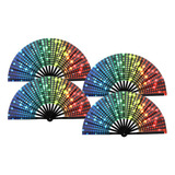 Ventilador De Mano Plegable Rainbow Sequins Pride, 4 Unidade