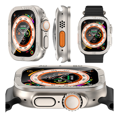 Mica Cristal Templado Marco Acero Para Apple Watch Ultra 2 1