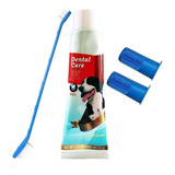 Kit Dental Care Mascotas Pasta Dental + Cepillo + 2 Dedales