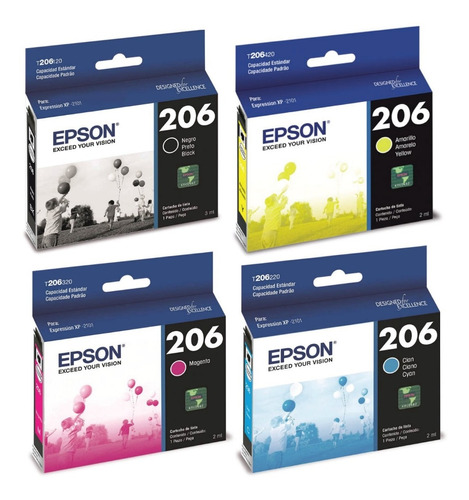 Cartucho Epson T206 Negro + Colores Combo Expression Xp-2101