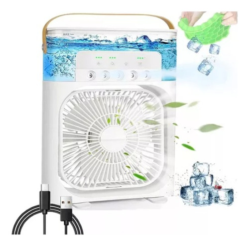 Mini Aire Acondicionado Portátil Rgb Ventilador Brisa Agua 