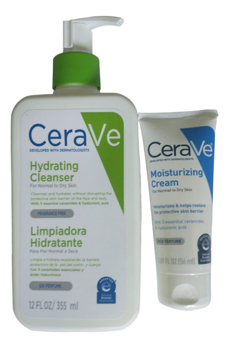 Kit Cerave Limpiador Hidratante+ Crema Con Ácido Hialurónico
