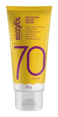 Protetor Solar Facial Ricosol Fps 70 Vegano 50g