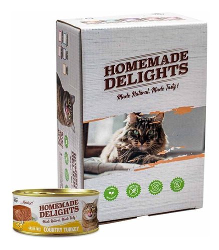 Alimento Humedo Homemade Delights Gato Adulto Pavo Pack X 18