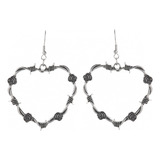 Aretes Corazón Estilo Alambre Púas Rosas Espinas Punk Gothic