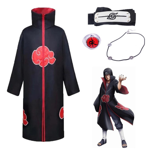 Capa Naruto Akatsuki, 4 Unidades, Anillo+diadema+collar