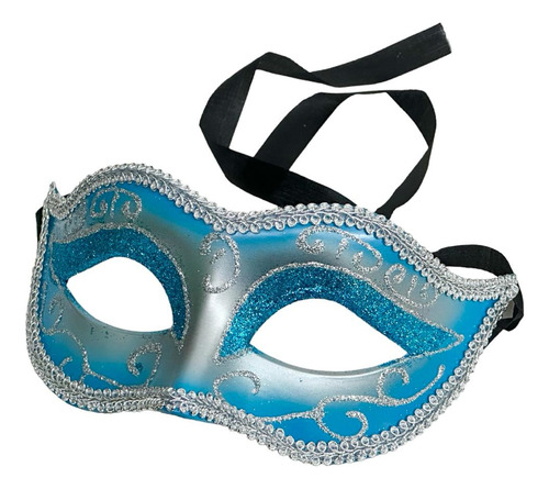 Mascara De Baile Carnaval Festa Fantasia Noiva Azul Brilho #