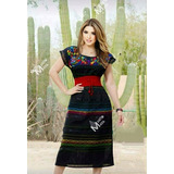 Vestido Largo Artesanal Mexicano Bordado A Mano