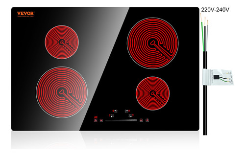 Vevor Parrilla Eléctrica De Vitrocerámica 4 Quemadores 6000w