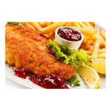 Vinilo 50x75cm Milanesa Adereso Ensalada Plato Limon