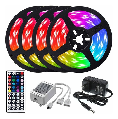 Tira Decorativa Rgb Led Flexible 20m Cinta De Luz Control Ir