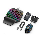 Teclado De Mano + Mouse + Bluetooth 5.0 Gamer Retroiluminado