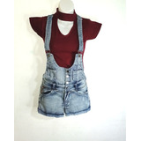 Jardinera Short Demin Con Pechera 