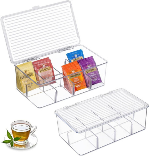 Caja Porta Sobres De Te Organizador Con Tapa Y Divisiones