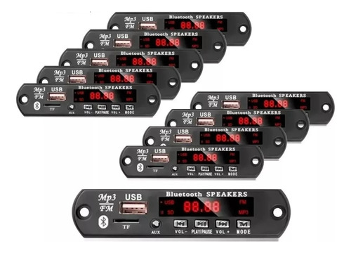 10x Placa Decodificadora Usb Mp3 Fm Auxiliar Bt Cartão Tf