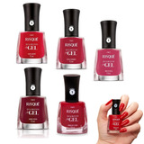 Kit 5 Esmaltes Risque Diamond Gel Tons De Vermelho Atacado Cor Tons Vermelhos