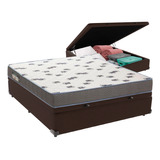 Cama Box Casal Com Bau Ortobom D33 Light Marrom