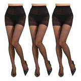 3 Pairs Women's Pantyhose With Control Top 20d Invisible