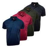 Kit 4 Camisas Polo Com Bolso Poliviscose Casual Não Amassa