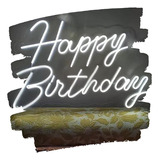 Cartel Happy Birthday Neon Led Acrilico Cristal 60 X 40 Cm