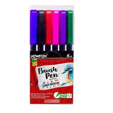 Brush Pen Newpen Cores Básica 6 Cores Caneta Ponta Pincel