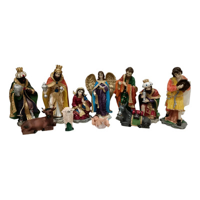 Nacimiento Navideño Resina 25cm Completo 11 Piezas con Niño Dios | Meses sin interés