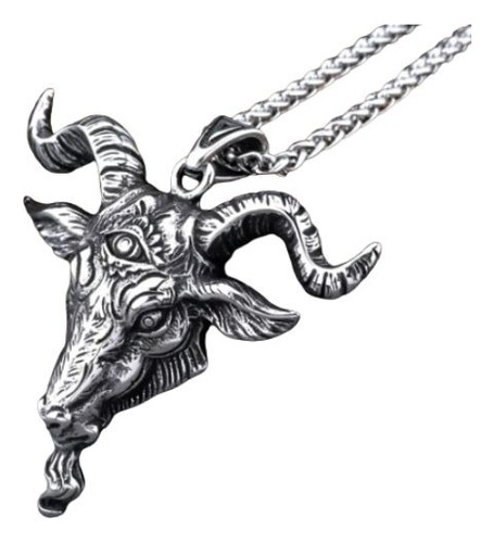 Colar Pentagrama Baphomet 3d Bode Goat Em Aço Inox Oferta