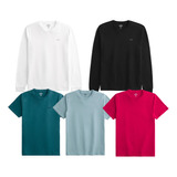 Paquete 5 Playeras Hollister Originales Cuello Redondo