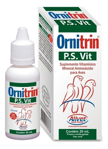 Vitamina Ornitrin P.s Vit Alivet - Peito Seco Aves - 20ml