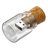 Memoria Usb Botella 64gb, Vidrio Y Corcho, Diseño Jarra Cute