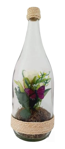 Botellas Decorativas Con Rosas Blancas