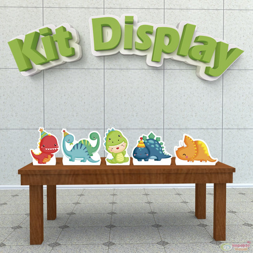 Kit Com 5 Displays Totens De Mesa Dino Mite Baby Cute