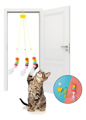 Brinquedo Interativo Elastico Divertido Para Gatos Com Guizo Cor Marrom