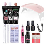 11pcs Polygel Kit Uñas Uv Lámpara Led Para Poli Gel Set