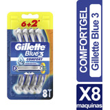 Maquina Afeitar Prestobarba Gillette Blue3 Cool Pack X8 Unid