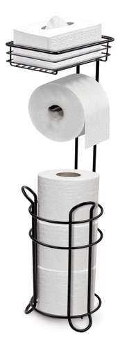 Porta Rollo Para Baño Soporte Papel Higienico Metálico Negro