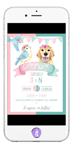 Invitación Cumpleaños Tarjeta Invitacion Perro Golden 