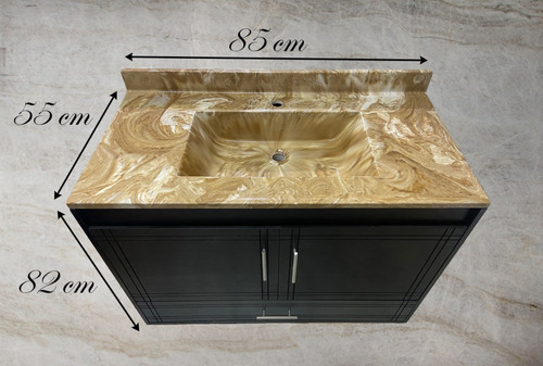 Mueble De Baño 85cm Nuevo Con Lavabo Moderno Marmoleado Cfe