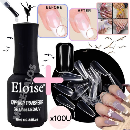 Kit Esmalte Gel Uv Led Base Correctiva  Kapping + Tips Uñas