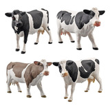 4 Piezas Pintadas Animales De Granja Vaca Juguetes Estatua