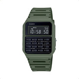 Reloj Casio Ca-53wf-3b Calculadora Color De La Malla Verde Color Del Bisel Negro Color Del Fondo Negro