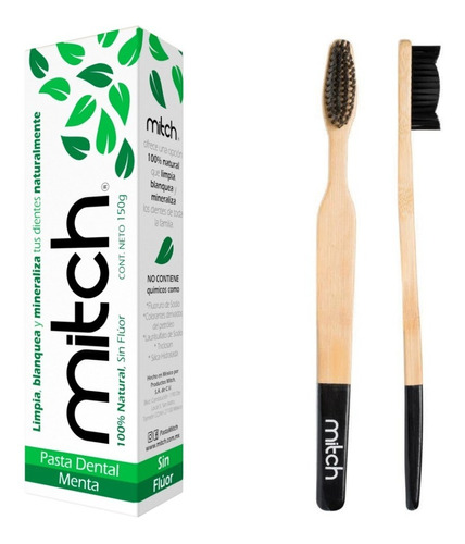 Pack 1 Pasta Dental Mental Sin Fluor + 1 Cepillo Bambú Mitch